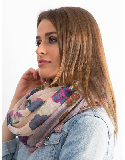 Női virágmintás sál COLIN világos rózsaszín