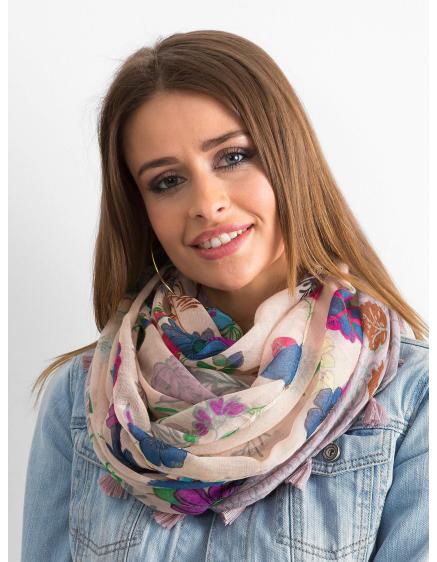 Női virágmintás sál COLIN világos rózsaszín
