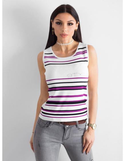 Dámsky pruhovaný top LIGA bielo-fialový