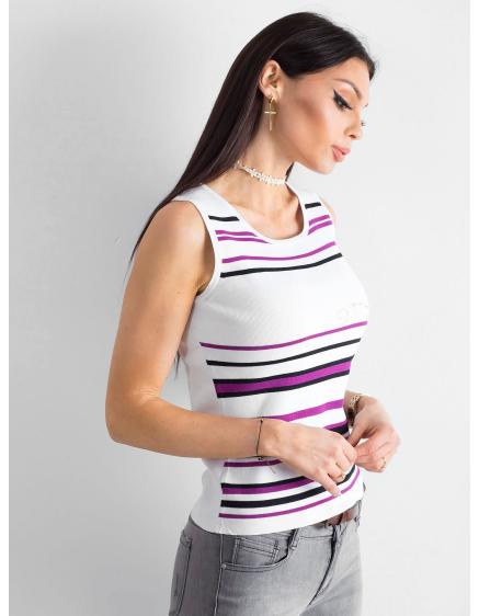 Dámsky pruhovaný top LIGA bielo-fialový