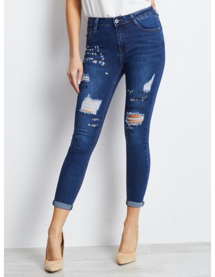 Dámske džínsy CROSSLINE tmavomodré