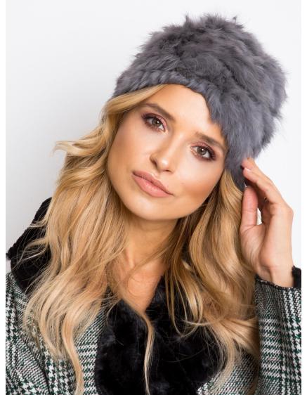 Dámska kožušinová čiapka šedá