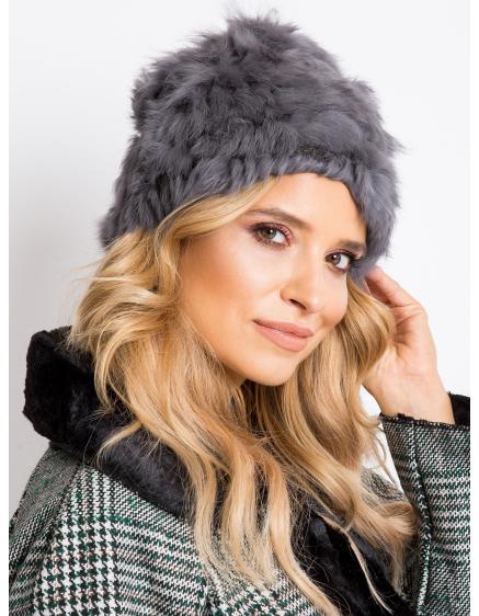 Dámska kožušinová čiapka šedá