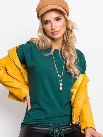 Dámská halenka s dlouhým rukávem CARLA tmavě zelená 