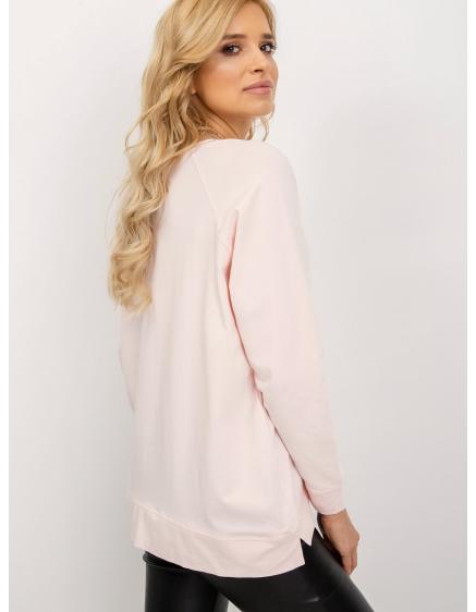 Női pamut pulóver NADIA világos rózsaszínű