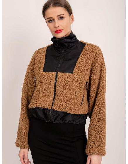 Dámska kožušinová bunda BSL tmavohnedá