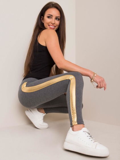 Női leggings RUE PARIS csíkos sötétszürke női leggings