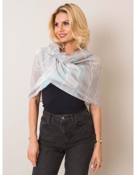 Dámska sivá pruhovaná šatka FRANK tyrkysová