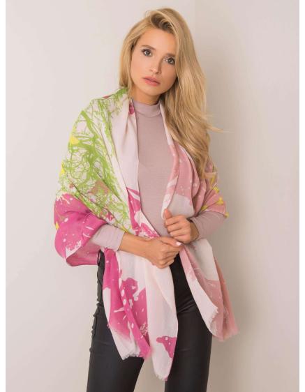 Dámský šátek vzorovaný BENTLY tmavě růžový a zelený 