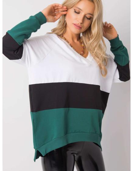 Női pulóver Lotta RUE PARIS fehér-zöld