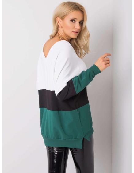 Női pulóver Lotta RUE PARIS fehér-zöld