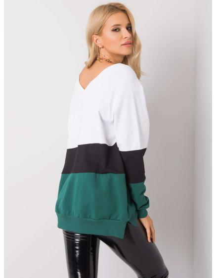 Női pulóver Lotta RUE PARIS fehér-zöld