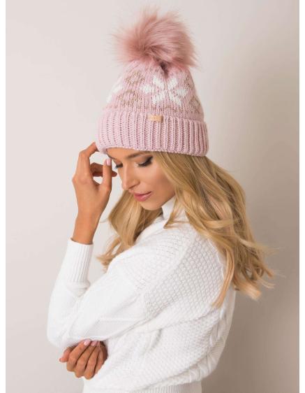 Svetloružová zimná čiapka RUE PARIS