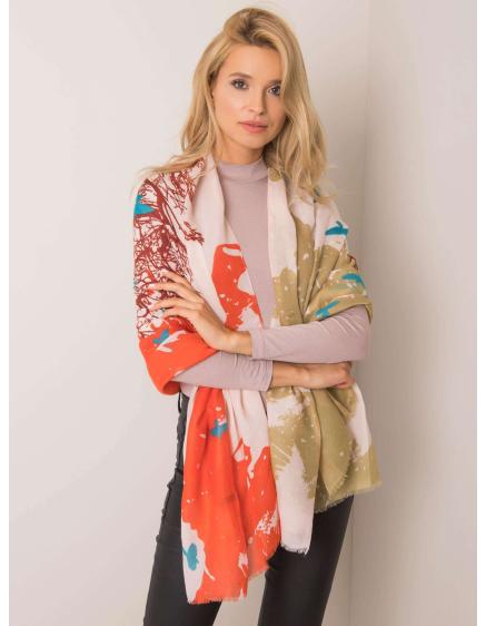 Dámska vzorovaná šatka JAMAL tmavo béžová a hnedá