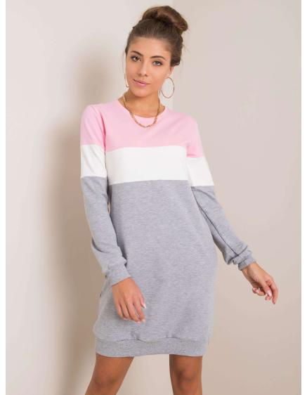 Dámské šaty Feliciana RUE PARIS růžové a šedé 