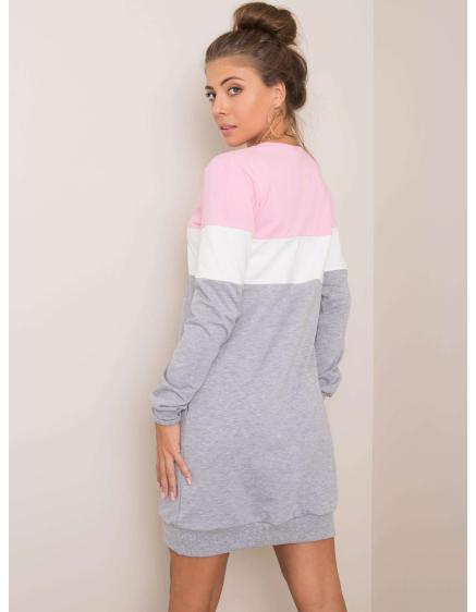 Dámské šaty Feliciana RUE PARIS růžové a šedé 