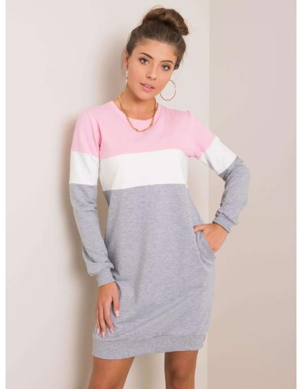 Dámské šaty Feliciana RUE PARIS růžové a šedé 