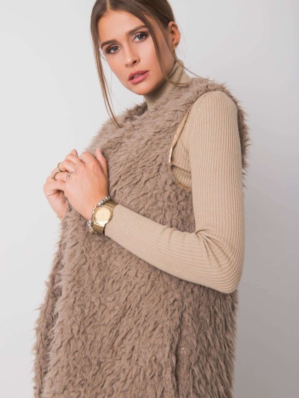 Dámska kožušinová vesta SYBILIE dark beige