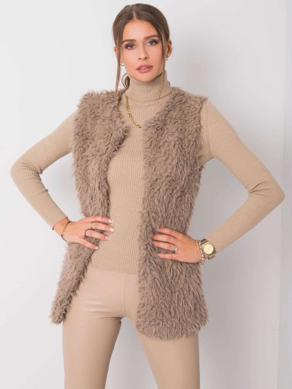 Dámska kožušinová vesta SYBILIE dark beige – fotografie produktu 2