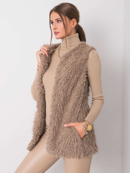 Dámska kožušinová vesta SYBILIE dark beige – fotografie produktu 3