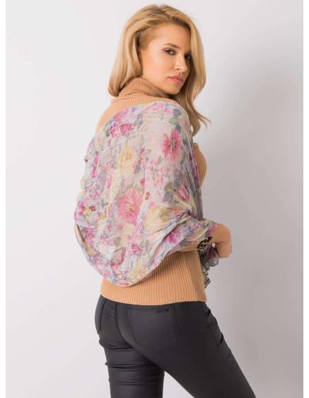 Světle šedý květinový šátek