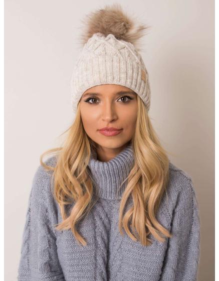 Női pompomos sapka RUE PARIS bézs