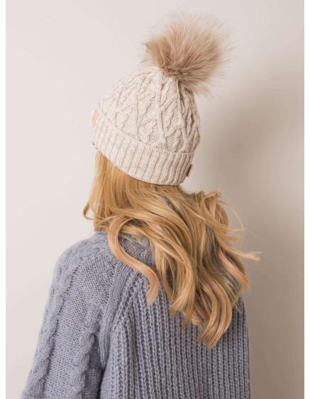 Női pompomos sapka RUE PARIS bézs