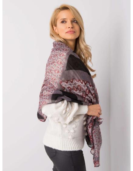 Dámska vzorovaná šatka na hlavu LANDYN grey-maroon