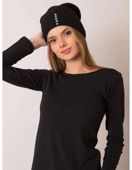 Dámska čiapka s bambulou RUE PARIS čierna