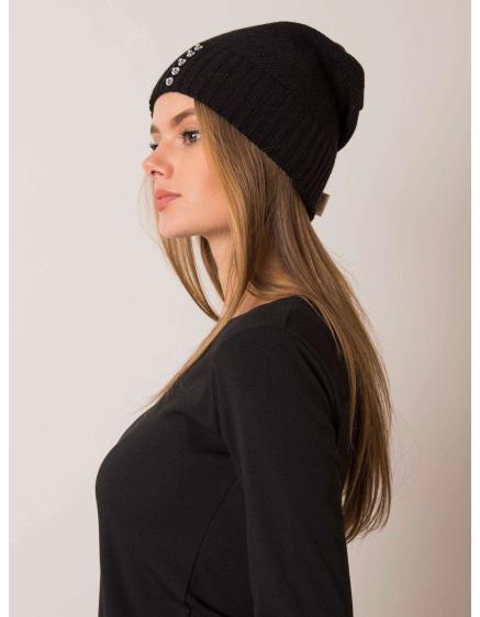 Dámska čiapka s bambulou RUE PARIS čierna
