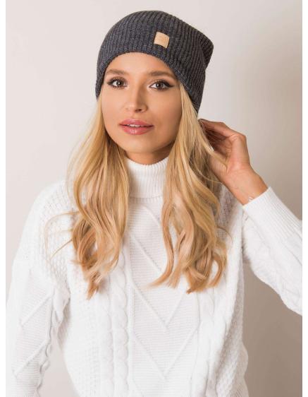 Női sapka pomponnal RUE PARIS sötétszürke