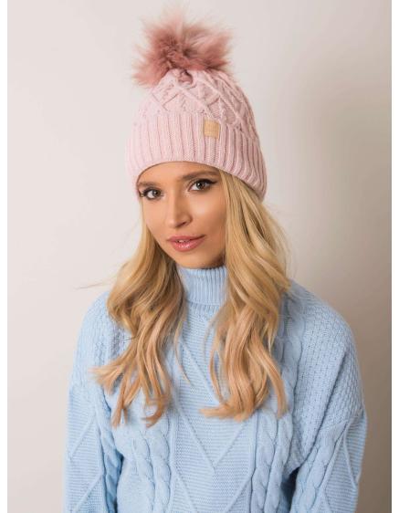Világos rózsaszínű sapka pomponnal RUE PARIS