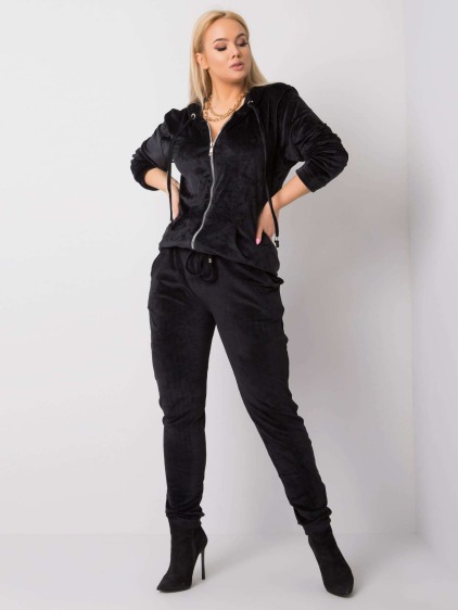 Dámský set velurový plus size MICHELL černý  