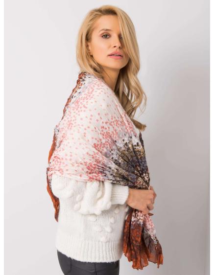 Női sál virágmintás JUDAH sötét narancssárga színben