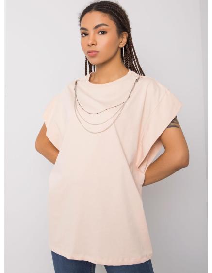 Női póló nyaklánccal Arianna RUE PARIS barack színben