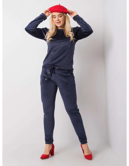 Női bársony plus size szett JEANNE sötétkék