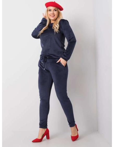 Női bársony plus size szett JEANNE sötétkék