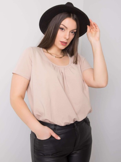 Dámska bavlnená blúzka plus size CELESTE beige