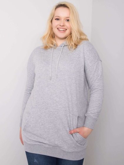 Dámská mikina s kapucí plus size LUNA šedá