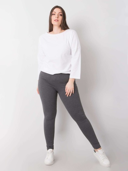 Dámské legíny RUE PARIS bavlněné plus size tmavě šedé