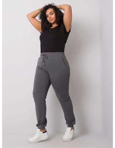 Dámske melanžové plus size tepláky BEATRIZ tmavo šedé