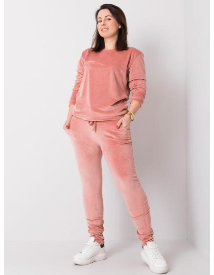 Dámský set velurový plus size JEANNE růžový
