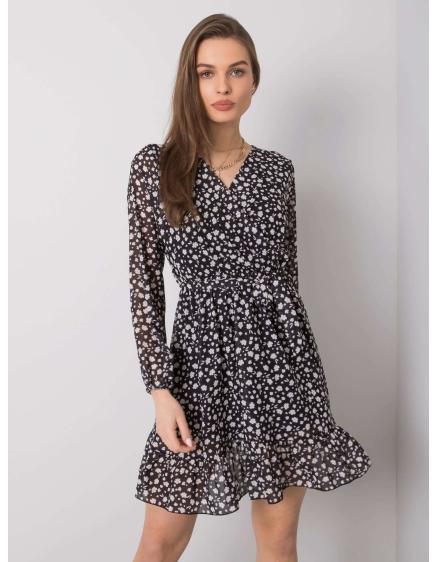 Dámske šaty Eunika OCH BELLA s volánom čierne