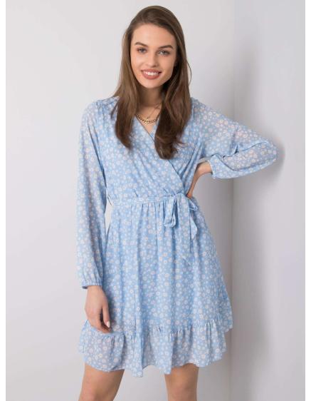 Dámske šaty Eunika OCH BELLA s volánom modré