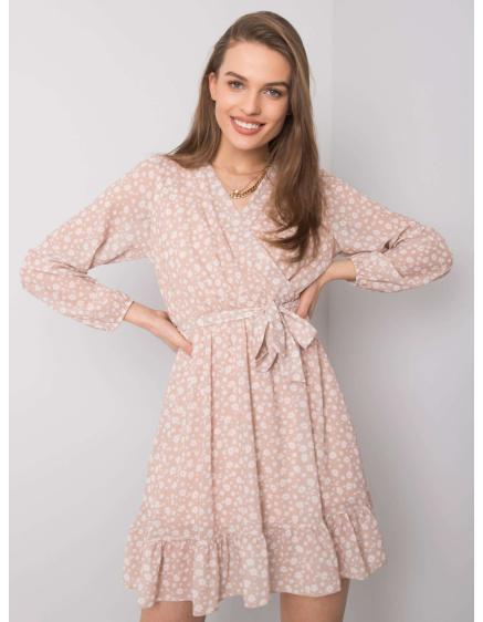 Dámske volánové šaty Eunika OCH BELLA beige