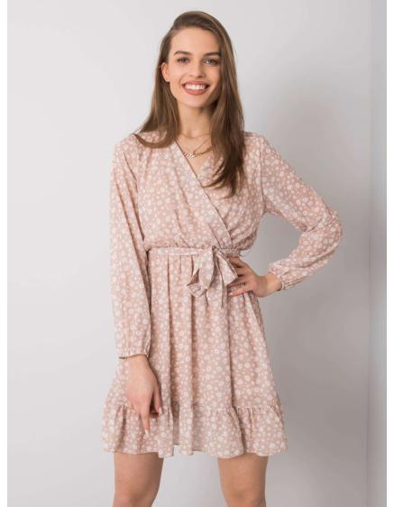 Dámske volánové šaty Eunika OCH BELLA beige