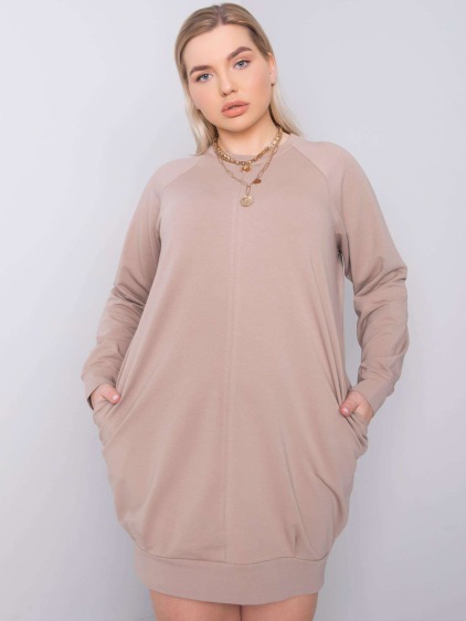 Dámské šaty plus size ARIADNE tmavě béžové  