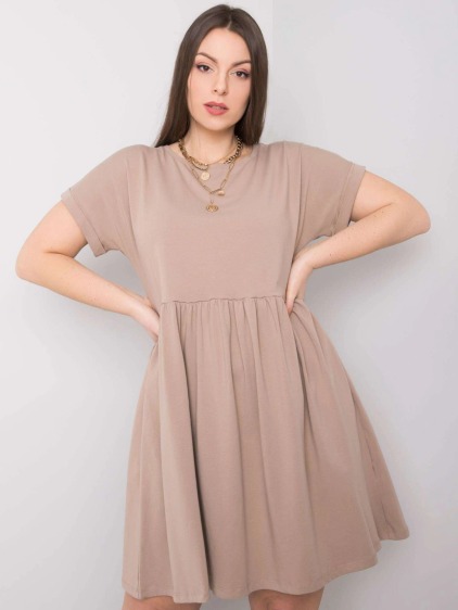 Női rövid ujjú plus size ruha MOLLY sötétbézs sötét bézs
