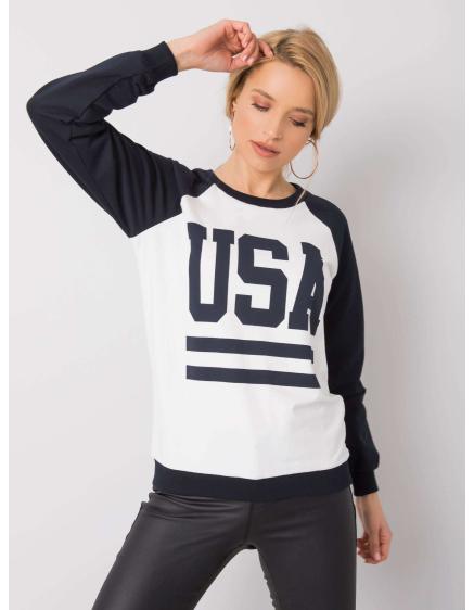 Női nyomtatott pulóver RUE PARIS samantha kék és fehér