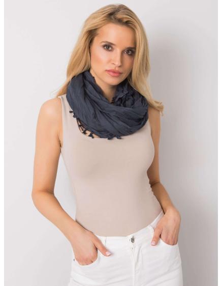 Női sál bojtokkal JAXSON tengerészkék